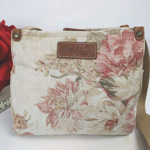 Fossil Small Canvas Crossbody Tote Floral No. 54 Original Premium Bag Mini Brown - Picture 3 of 16